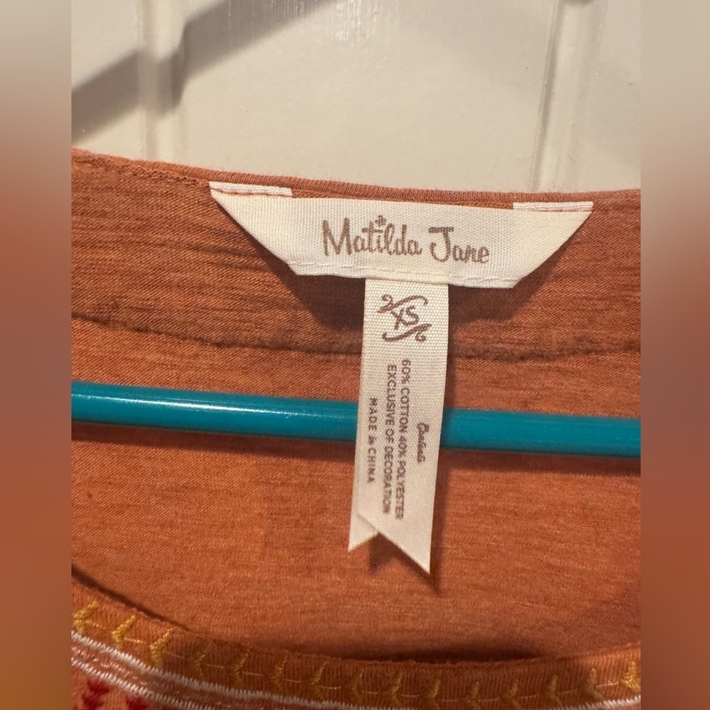 Matilda Jane Heathered Orange Short Sleeve Heart to Heart Homeroom Tiered Dress - Picture 8 of 8